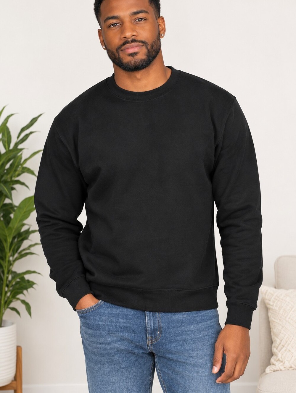 Men's  Size Medium Black Crewneck Sweater Classic Everyday Pullover